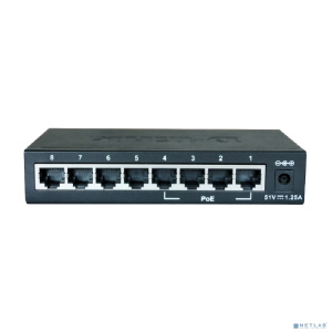 D-Link DES-1008P/C1A Неуправляемый коммутатор с 8 портами 10/100Base-TX (4 порта с поддержкой PoE 802.3af (15,4 Вт), PoE-бюджет 52 Вт)