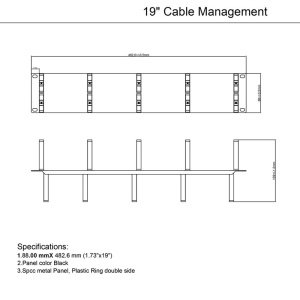 Кабельный организатор с пластиковыми кольцами Hyperline CM-2U-PL-DBL , двухсторонний, 19", 2U