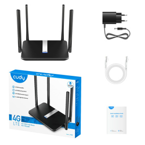 Модем CUDY AC1200 Wi-Fi Mesh 4G LTE Cat4 Router,1200Mbps Wi-Fi, Chipset MediaTek, build-in 4G LTE modem, 300Mbps at 2.4GHz + 867Mbps at 5GHz, 4 ante