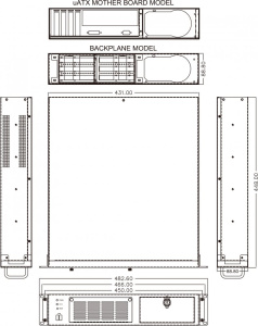 Промышленный 19 корпус высотой 2U для процессорных плат формата Micro-ATX, 2 x USB, Power LED, HDD LED, Reset, Power Switch, 1 x 5.25 CD/DVD, 3.5 FDD.