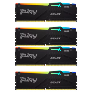 Память оперативная/ Kingston 128GB 5200MT/s DDR5 CL40 DIMM (Kit of 4) FURY Beast RGB XMP