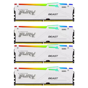 Память оперативная/ Kingston 128GB 5200MT/s DDR5 CL40 DIMM (Kit of 4) FURY Beast White RGB XMP