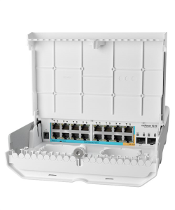 Коммутатор MikroTik netPower 15FR with 800MHz CPU, 256MB RAM, 16 x 10/100Mbps Ethernet ports (15 with Reverse POE-in, 1 with PoE-OUT), 2 x SFP, Router