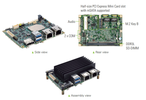Одноплатный компьютер PICO319PGGA-E3940 70°C, Pico-ITX SBC, процессор Intel Atom x5-E3940 (1.6 до 1.8 ГГц, 2Mб cache, 9.5Вт), DDR3L-1867 МГц, до 8 Гб,