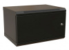 Шкаф коммутационный WRline (WR-TW-0945-SR-RAL9004) настенный 9U 600x450мм пер.дв.металл 2 бок.пан. направл.под винты 60кг черный 350мм 500мм IP20 стал