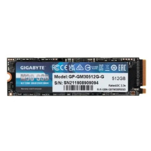 SSD GIGABYTE M.2 2280 512GB M30 Client GP-GM30512G-G PCIe Gen3x4 with NVMe, 3500/2600, IOPS 350/302K, MTBF 2M, 3D TLC, 2048MB, 350TBW, 0,37DWPD, RTL (