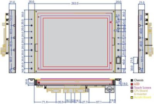 Безвентиляторный панельный компьютер VOX-121-TS, дисплей 12.1", сенсорный экран, плата VDX-6328 и блок питания на ~220V