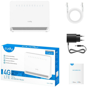Модем CUDY AC1200 Wi-Fi 4G LTE-Cat6 Gigabit Router, 4 10/100/1000M RJ45 Ports, Nano SIM Slot, Quectel module inside,build-in 4G LTE modem, 300Mbps at