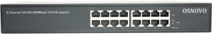 Инжектор/ OSNOVO PoE-инжектор Gigabit Ethernet на 8 портов, PoE на порт - до 30W, суммарно до 150W