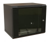 Шкаф коммутационный WRline (WR-TW-1245-GP-RAL9004) настенный 12U 600x450мм пер.дв.стекл 2 бок.пан. направл.под винты 60кг черный 350мм 650мм IP20 стал