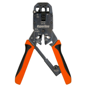Инструмент обжимной Hyperline HT-200AR Инструмент обжимной (кримпер) для RJ-50, RJ-45, RJ-12, RJ-11 (10P10C, 8P8C типа AMP, 6P6C, 4P4C), с храповым ме