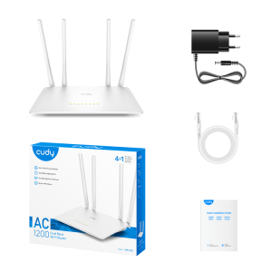 Маршрутизатор CUDY AC1200 Wi-Fi Router Dual Band, Chipset MediaTek, 802.11ac/a/b/g/n, 867Mbps at 5GHz + 300Mbps at 2.4GHz, 5 × 10/100Mbps Ports, WiFi