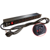 Блок розеток Блок розеток 19", 1-фазный с выключателем,10A / 250V, 8xC13 с фиксатором вилки, шнур 3.0 м, вилка Schuko