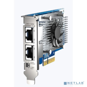 Сетевая карта/ QNAP QXG-10G2T-X710 LAN Expansion Card, PCIe Gen3 x4, Two 10GbE (10G / 5G / 2.5G / 1G / 100M)) Ports with SR-IOV and iSCSI, Block-based