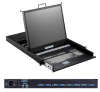 Консоль SMK980-19UBRU (COMBO) высотой 1U чёрного цвета с 8-ми портовым KVM переключателем для монтажа в 19 стойку.