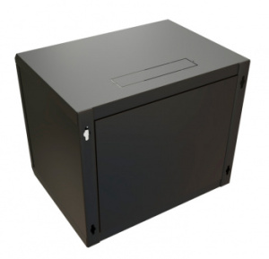 Шкаф коммутационный WRline (WR-TW-1266-SR-RAL9004) настенный 12U 600x600мм пер.дв.металл 2 бок.пан. направл.под винты 60кг черный 520мм 650мм IP20 ста