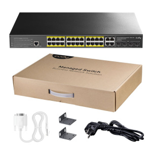 Коммутатор CUDY 24-Port Layer 2 Managed Gigabit PoE+ Switch with 4 Gigabit Combo Ports 300W Layer 2 Managed 28 Ports 10/100/1000M PoE Switch ,1-24 Po