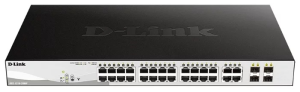 Коммутатор D-Link PROJ Управляемый L2 PoE-коммутатор, 24x1000Base-T PoE, 4xCombo 1000Base-T/SFP, PoE-бюджет 370 Вт, защита от статического электричест