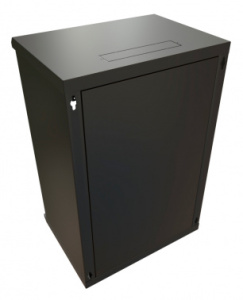 Шкаф коммутационный WRline (WR-TW-1866-SR-RAL9004) настенный 18U 600x600мм пер.дв.металл 2 бок.пан. направл.под винты 60кг черный 520мм 908мм IP20 ста