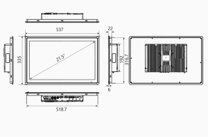 Российский промышленный панельный компьютер FRONT Station 580.603, на базе процессора Intel Core i5-1135G7/ Дисплей 21,5", проекционно-ёмкостный сенсо
