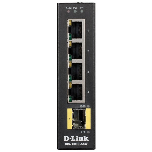 Коммутатор D-Link SMB D-Link DIS-100G-5SW/A1A Промышленный неуправляемый с 4 портами 10/100/1000Base-T, 1 портом 1000Base-X SFP, функцией энергосбережения и подд