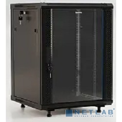 Hyperline TWB-FC-1866-GP-RAL9004 Шкаф настенный 19-дюймовый (19") 18U, 908x 600х 600мм, стеклянная дверь с перфорацией по бокам, ручка с замком, с воз