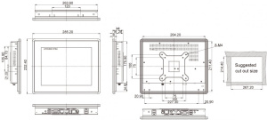 Панельный компьютер PPC-F10B-BT-J1/2G/R, дисплей 10.4" XGA, резистивный сенсорный экран, процессор Intel Celeron J1900 2.0ГГц, 2Гб DDR3L, 1x2.5" SATA