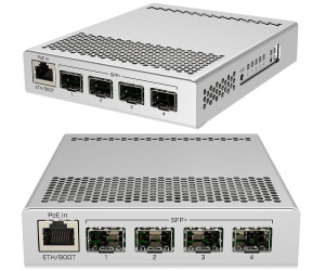 Коммутатор/ CRS305-1G-4S+IN Cloud Router Switch Five-port desktop switch with one Gigabit Ethernet port and four SFP+ 10Gbps ports