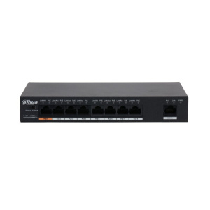 Коммутатор Dahua DH-PFS3009-8ET1GT-96 9-портовый неуправляемый с РоЕ, 8xRJ45 100Mb PoE, 1xRJ45 1Gb uplink, суммарно 96Вт, коммутация 3.6 Гбит/с, MAC-т