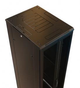 Шкаф коммутационный WRline (WR-TT-2766-DD-RAL9004) напольный 27U 600x600мм пер.дв.перфор.2ств. задн.дв.перфор.2-хст. 2 бок.пан. направл.под винты 800к