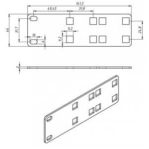 Полка Hyperline PMV1-RAL9005 Кронштейн для крепления 19 дюймового и вертикального оборудования сбоку стоек (2 шт. в комплекте)