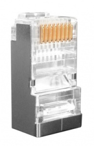 Коннектор Hyperline (PLUG-8P8C-U-C6-SH-100) FTP кат.6 RJ45 прозрачный (упак.:100шт)