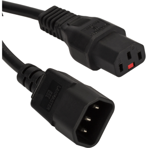 Шнур питания Шнур питания с блокировкой C13-C14, 3х0.75, 220В, 10А, черный, 0.5 метра
