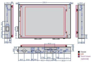 Безвентиляторный панельный компьютер VOX-084, дисплей 8.4", без корпуса, плата VDX-6328 и блок питания на ~220V