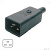 Hyperline CON-IEC320C20 Разъем IEC 60320 C20 220В 16A на кабель, контакты на винтах (плоские выступающие штыревые контакты в пластиковом обрамлении),