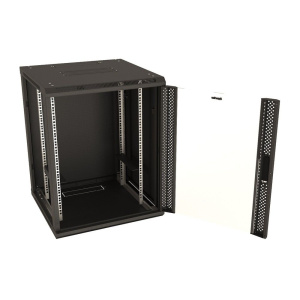 Шкаф HyperlineTWB-FC-1866-GP-RAL9004 настенный 18U, 920x600х600мм, стеклянная дверь с перфорацией п 18U, 920x600х600мм, стеклянная дверь с перфорацие