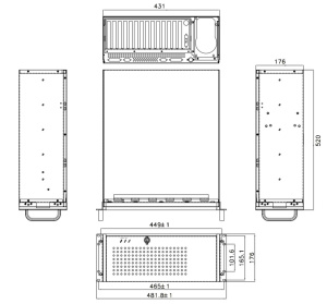 Корпус RACK-3000GBATX/A130С, 4U, 7 слот., АТХ, 3 x 5.25", 1 x 3.5", 2 x 3.5" HDD (3 x 5.25"+2 x 3.5"+1 x 3.5"HDD или 3 x 5.25" + 3 x 3.5" HDD), 2 x