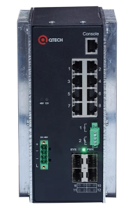 Коммутатор QTECH Реестр МПТ Управляемый индустриальный уровня L3 с поддержкой PoE 802.3af/at, 8 портов 10/100/1000BASE-T, 4 порта 1000 BASE-X SFP, вст