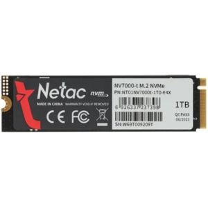 Накопитель Netac SSD 1Tb, M.2 2280, NV7000-t, NVMe, PCIe 4x4, 7300R/6600W, heat sink, NT01NV7000t-1T0-E4X