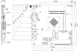 Промышленная плата tKINO-BW-N2, форм-фактор Thin Mini-ITX, процессор Intel Celeron N3060 1.6ГГц, 2x 204-pin SO-DIMM DDR3L, 6x COM, 2x SATA III, 6x USB