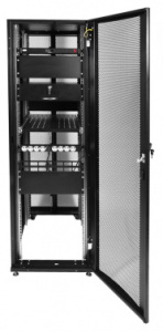 Шкаф серверный ЦМО (ШТК-СП-42.6.10-48АА-9005) напольный 42U 600x990мм пер.дв.перфор. задн.дв.перфор.2-хст. 2 бок.пан. направл.под закл.гайки 1350кг че