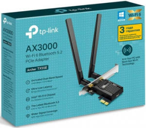 Сетевой адаптер Wi-Fi + Bluetooth TP-Link Archer TX55E AX3000 PCI Express (ант.внеш.съем) 2ант.