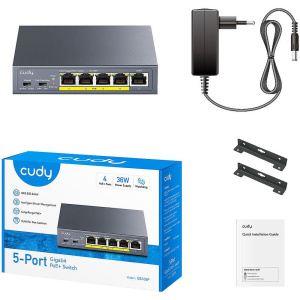 Коммутатор CUDY GS105P 5-Port Gigabit PoE+ Switch 36W