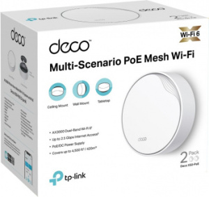 Бесшовный Mesh роутер TP-Link Deco X50-PoE (DECO X50-POE(2-PACK)) AX3000 1000/2500BASE-T белый (упак.:2шт)