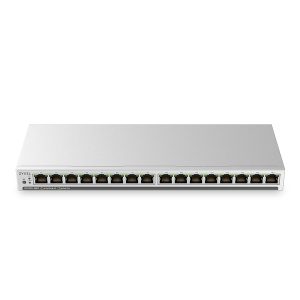 Коммутатор Web Smart L2 коммутатор Zyxel GS1100-16EP, 16xRJ-45: 1G PoE+, настольный, бесшумный, бюджет PoE 135 Вт
