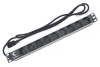 Cabeus PDU-9P-2IEC Блок евророзеток для 19" шкафов, гориз., 9 розеток, 10 A, без выключателя, алюминиевый корпус, шнур 2 м, вилка IEC 320 C14
