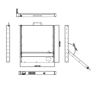 Консоль для стойки 19" AMK701-19UBHRU, 1U, дисплей 19" LCD, 1280x 1024, ,двойная направляющая, 1,8 м HDMI/USB кабель, 1 х HDMI, USB K/B, touchpad, RU