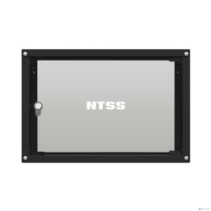 NTSS Шкаф настенный телекоммуникационный NTSS LIME 6U 550х450х370мм, 2 профиля 19, дверь стеклянная, боковые стенки несъемные, разобранный, черный RAL