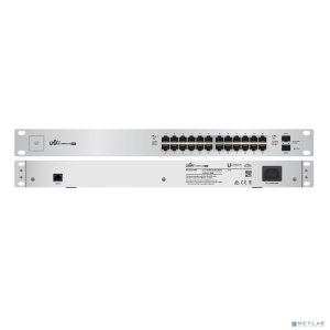 UBIQUITI US-24-250W 24 портовый коммутатор с раздачей 24 В или 48 В на всех портах, 250Вт