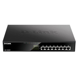 Коммутатор D-Link DGS-1008MP/B1A Неуправляемый коммутатор с 8 портами 10/100/1000Base-T с поддержкой PoE 802.3af/802.3at (30 Вт, PoE бюджет 140 Вт) и